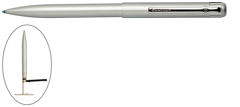 Stylo bille avec tampon (estampe) Trodat, Série Goldring Style Argent