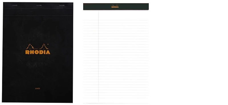 Bloc notes Rhodia, série Basics Noir (#18-Ligné)