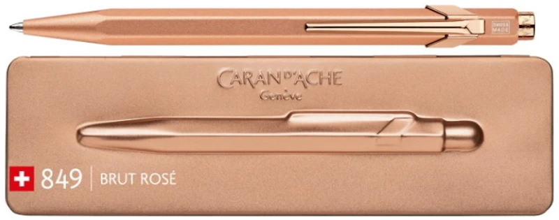 Stylo bille Caran d'Ache, série 849 Brut rosé couleur or rosé