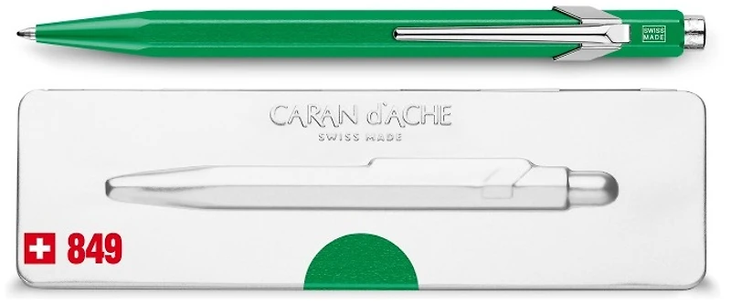 Stylo bille Caran d'Ache, série 849 Popline Metal-X Vert