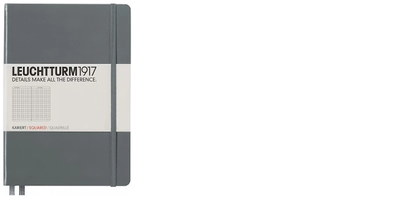 Carnet de notes Leuchtturm1917, série Notebook Medium (A5) Anthracite (Quadrillé, 145mm x 210mm)