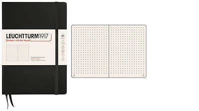 Carnet de notes Leuchtturm1917, série Notebook Medium (A5) Noir (Pointillé, 145mm x 210mm)