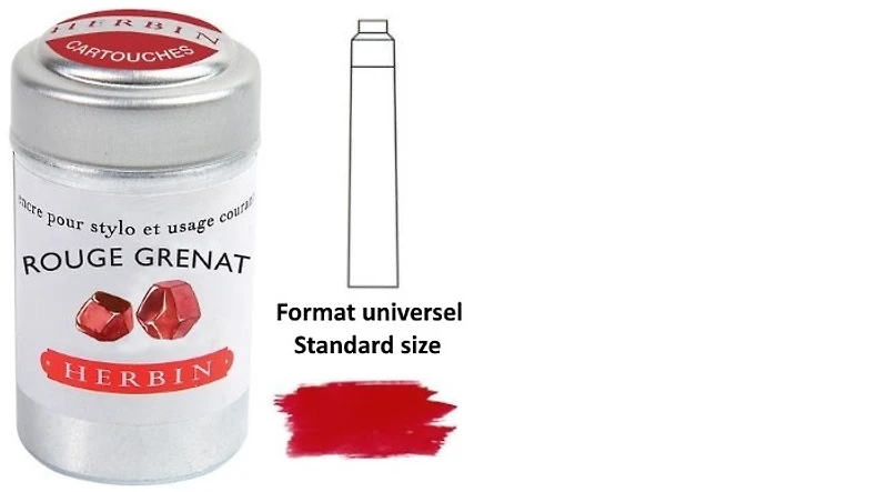 Cartouche d'encre J.Herbin, série La Perle Des Encres Encre Rouge (Rouge grenat)