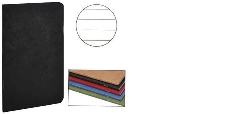 Cahier piqué (A7+) Clairefontaine, série Age Bag Noir (90 mm x 140 mm, ligné)