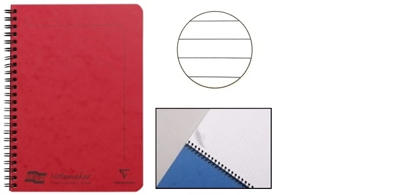 Cahier spiralé (A5) Clairefontaine, série Europa Rouge (148 mm x 210 mm, ligné)