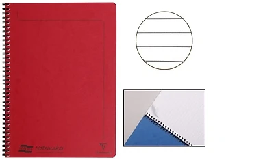 Cahier spiralé (A4) Clairefontaine, série Europa Rouge (210 mm x 297 mm, ligné)