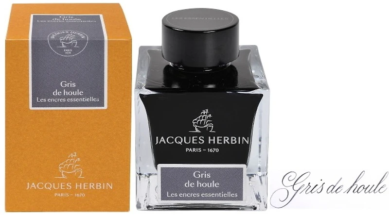 Bouteille d'encre Jacques Herbin, série Les encres Essentielles Gris de houle