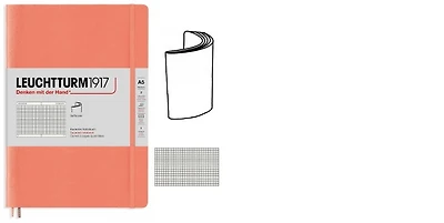 Carnet de notes Leuchtturm1917, série Notebook Medium (A5) Softcover Bellini (Quadrillé, 145 x 210mm)