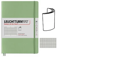 Carnet de notes Leuchtturm1917, série Notebook Medium (A5) Softcover Sauge (Quadrillé, 145 x 210mm)