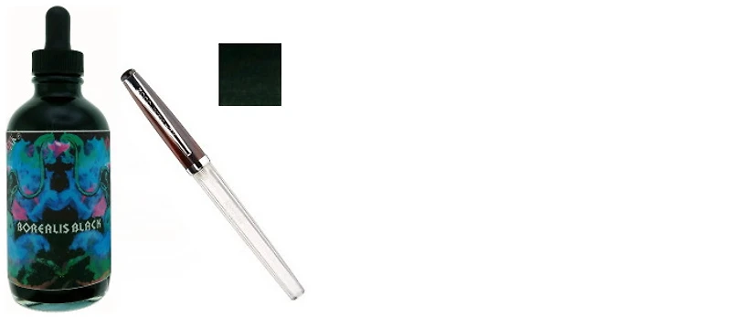 Noodler's Ink Ink bottle, 4.5 oz. Bottles series Black ink (Borealis Black)- with Fountain pen