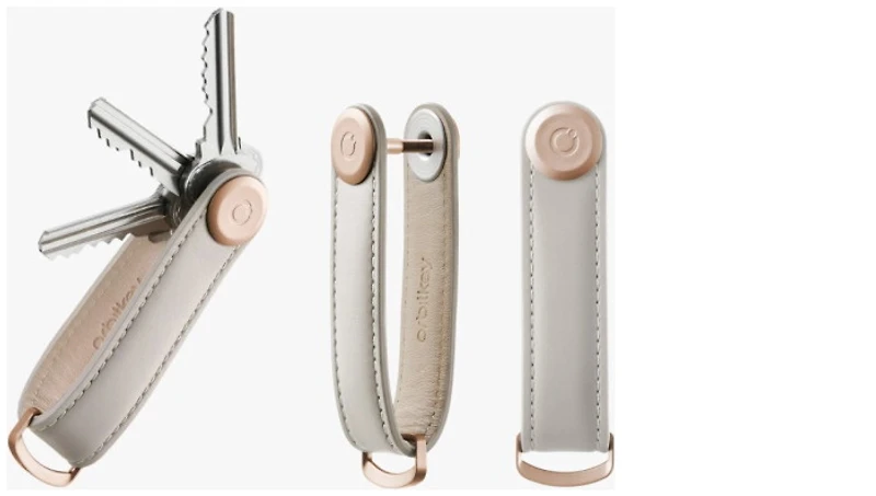 Organisateur de clé Orbitkey, série Leather Gris pâle (Stone/Gray)