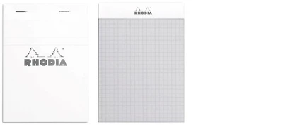 Bloc notes Rhodia, série Basics Blanc (#13-Quadrillé)