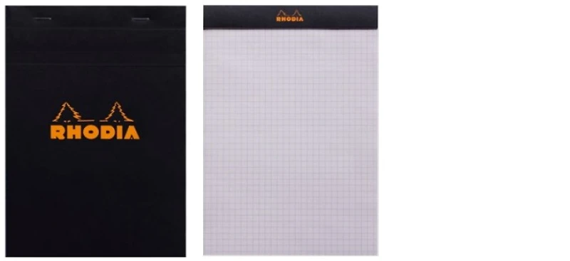 Rhodia Note pad, Basics series Black (#16-Squared grid)