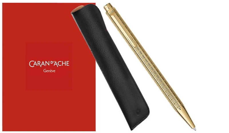 Ensemble stylo bille & étui Caran d'Ache, série Édition Limitée Ecridor Lights Or jaune