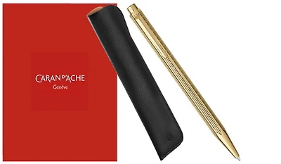 Caran d'Ache Ballpoint pen & pouch set, Ecridor Lights Limited Edition series Yellow gold