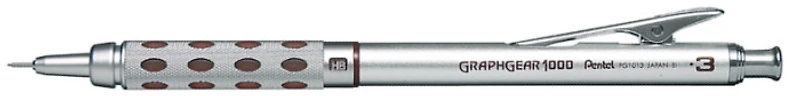 Pentel Mechanical pencil, GraphGear 1000 series Silvered & Brown 0.3mm