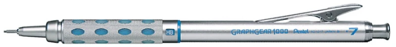 Pentel Mechanical pencil, GraphGear 1000 series Silvered & Blue 0.7mm