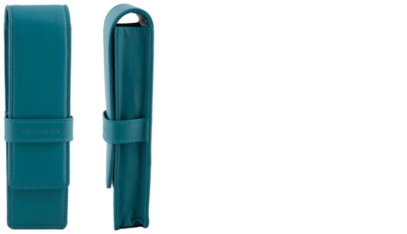DiLoro Pen pouch, Leather Pen Holder (Double) series Turquoise green