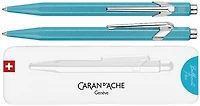 Stylo bille Caran d'Ache, série 849 Colormat-X Turquoise (avec boîte cadeau)   