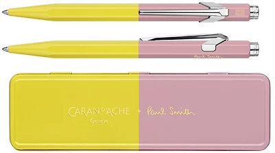 Stylo bille Caran d'Ache, série 849 Paul Smith 4e Édition Chartreuse Yellow / Rose Pink