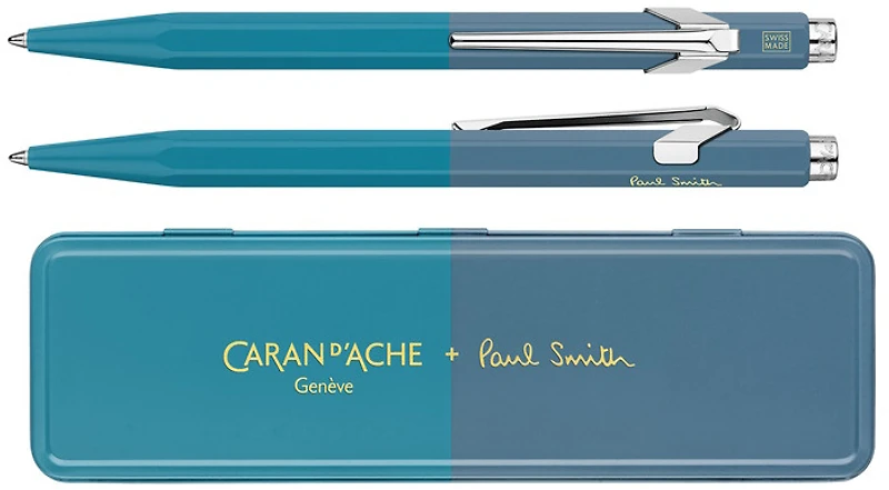 Stylo bille Caran d'Ache, série 849 Paul Smith 4e Édition Cyan Blue / Steel Blue