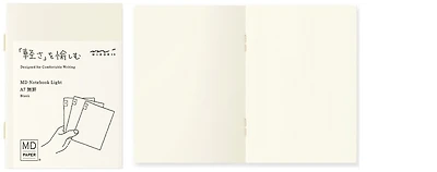Midori Pack of 3 Notebooks (A7), MD Paper Light series Cream (Blank, 74mm x 105mm)