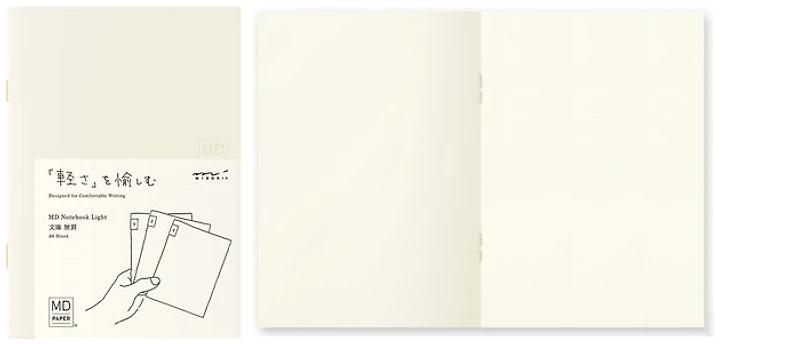 Paquet de 3 Carnets de notes (A6) Midori, série MD Paper Light Crème (Uni, 105mm x 148mm)