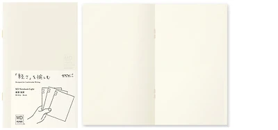 Midori Pack of 3 Notebooks (B6 Slim), MD Paper Light series Cream (Blank, 105mm x 175mm)