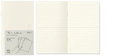 Midori Pack of 3 Notebooks (B6 Slim), MD Paper Light series Cream (Ruled, 105mm x 175mm)