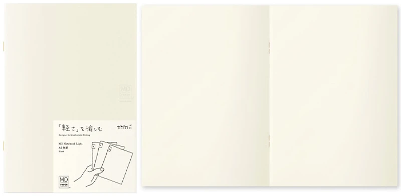 Paquet de 3 Carnets de notes (A5) Midori, série MD Paper Light Crème (Uni, 148mm x 210mm)