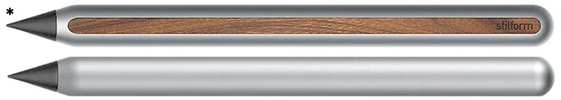 Crayon réutilisable Stilform, série AEON Pencil Aluminium gris / Noyer (Embout en graphite)