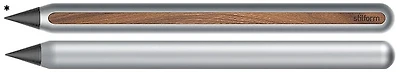 Crayon réutilisable Stilform, série AEON Pencil Aluminium gris / Noyer (Embout en graphite)