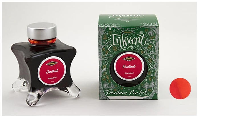 Bouteille d'encre Diamine, série Inkvent Green Edition Encre Cardinal (50ml)