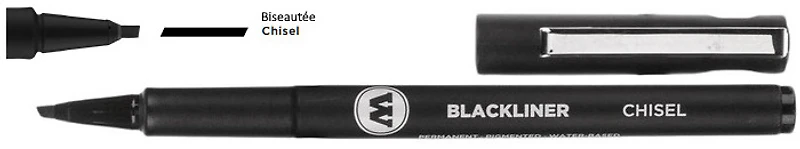 Stylo feutre Molotow, série Blackliner Encre noire (Biseautée)