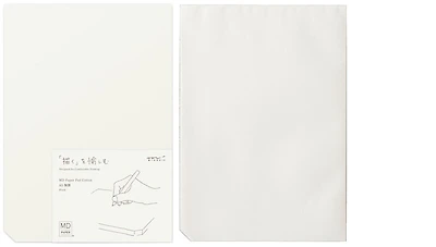 Bloc-notes (A5) Midori, série MD Cotton Paper Pad Blanc (Uni, 148mm x 210mm)