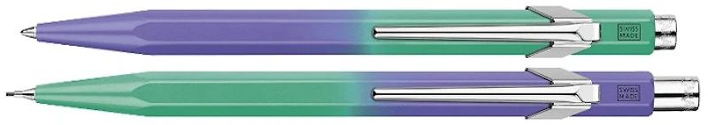 Caran d'Ache Ballpoint pen & mechanical pencil (0.5mm) set, 849 & 844 Borealis Special Edition series Green & violet