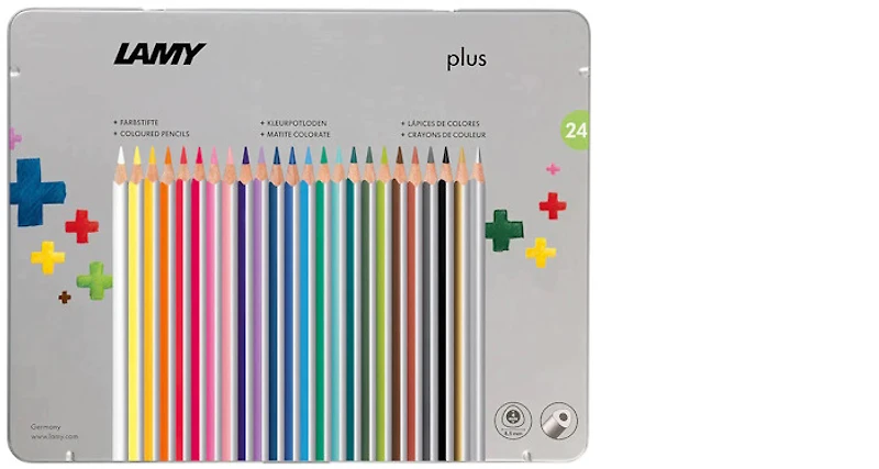 Ensemble de crayons de couleur Lamy, série Plus - Boîte en métal de 24 crayons