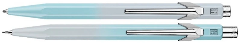 Caran d'Ache Ballpoint pen & mechanical pencil (0.5mm) set, 849 & 844 Blue Lagoon Special Edition series Frosty gray & Polar blue
