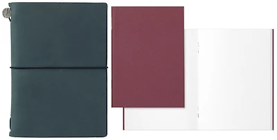 Traveler's Company Notebook, Leather Notebook Passport Size series Blue-Green (Plain paper)