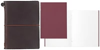 Carnet de notes Traveler's Company, série Leather Notebook Passport Size Brun foncé (Papier uni)