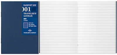 Recharge de carnet Traveler's Company, série Notebook Passport Size Refill Blanc (Ligné, 89mm x 124mm)