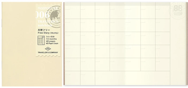 Recharge d'agenda Traveler's Company, série Notebook Passport Size Refill Crème (89mm x 124mm)