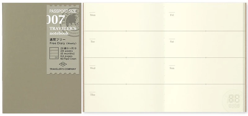 Recharge d'agenda Traveler's Company, série Notebook Passport Size Refill Crème (89mm x 124mm)