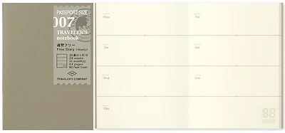 Traveler's Company Agenda refill, Notebook Passport Size Refill series Cream (89mm x 124mm)