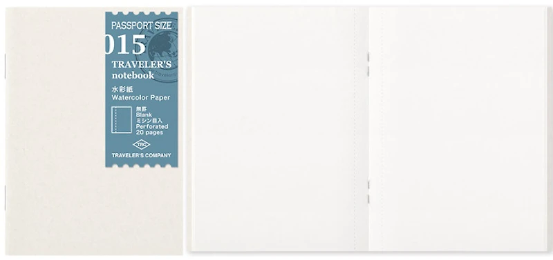 Recharge de carnet Traveler's Company, série Notebook Passport Size Refill Blanc (Uni, 89mm x 124mm)