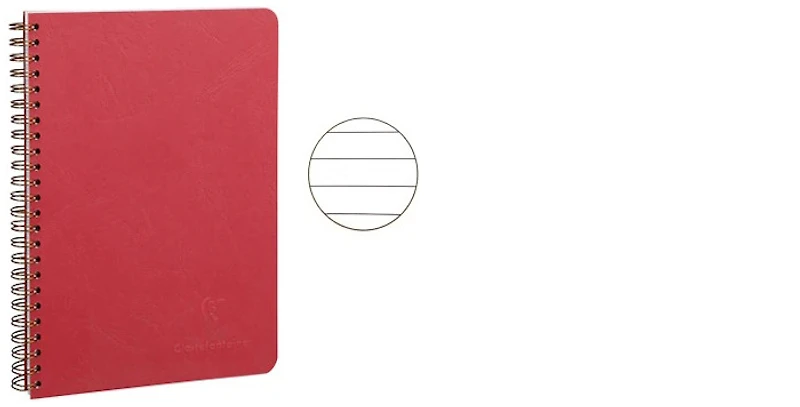 Cahier spiralé (A5) Clairefontaine, série Age Bag Rouge (148 mm x 210 mm, ligné)