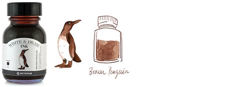 Bouteille d'encre Octopus Fluids, série Write & Draw Ink Encre brune (Penguin) - 50ml