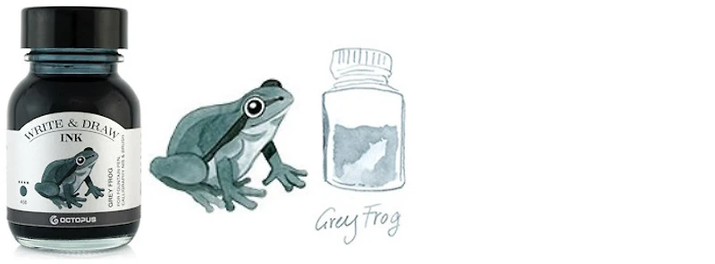 Bouteille d'encre Octopus Fluids, série Write & Draw Ink Encre grise (Frog) - 50ml