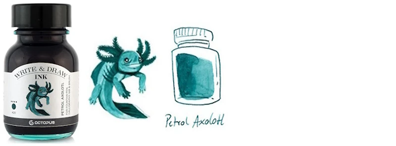 Bouteille d'encre Octopus Fluids, série Write & Draw Ink Encre pétrole (Axolotl) - 50ml
