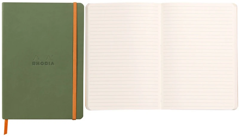Carnet de notes (A5) Rhodia, série Rhodiarama A5 Vert* (Couverture souple, 148 mm x 210 mm, ligné)